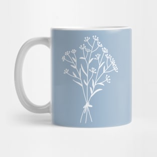 Wildflower Bouquet On Blue Gray One Line Art Flowers Mug